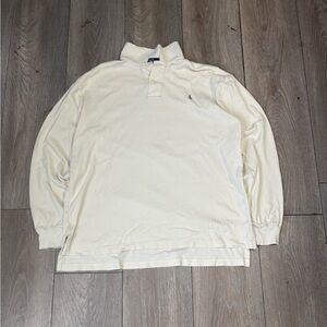 Vintage Men’s Long Sleeve Ralph Lauren Rugby Polo Size Large Ivory Color